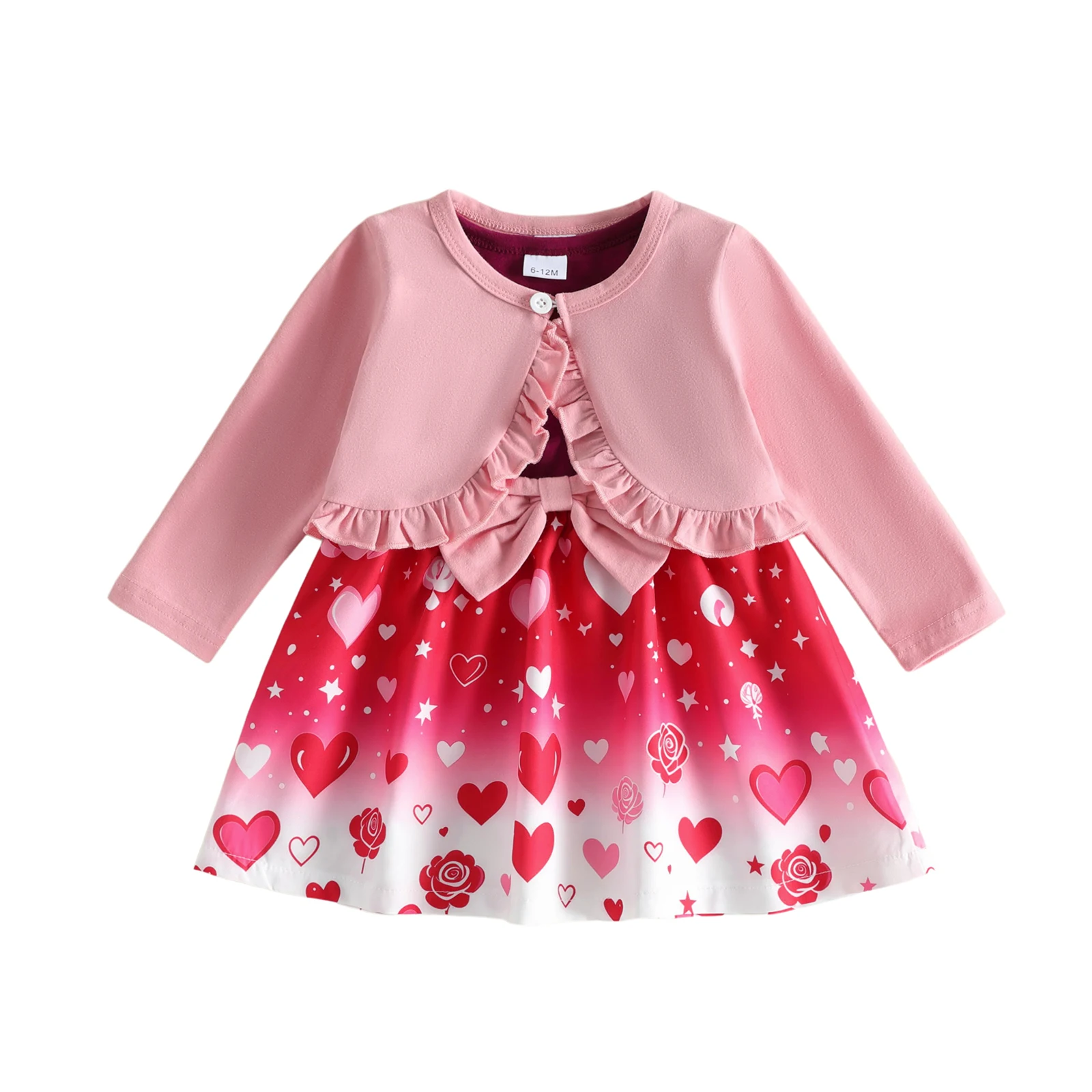 Toddler Girls Valentines Day Outfit Heart Print Sleeveless Dress Jacket