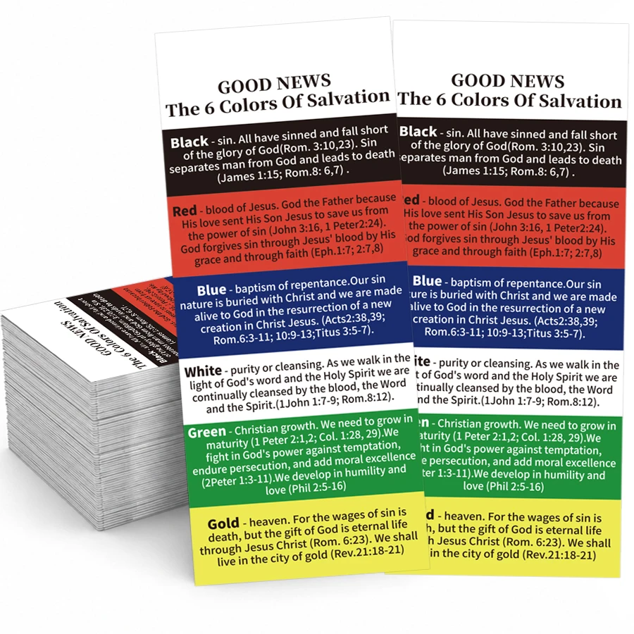 50 cartes de la bonne nouvelle de la foi chrétienne, six couleurs, double face, cartes de référence pour l'enseignement biblique, pour le partage