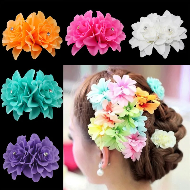 Beauty Women\'s Bridal Wedding Orchid Flower Hair Clip Hairpins Barrette Women Accessories