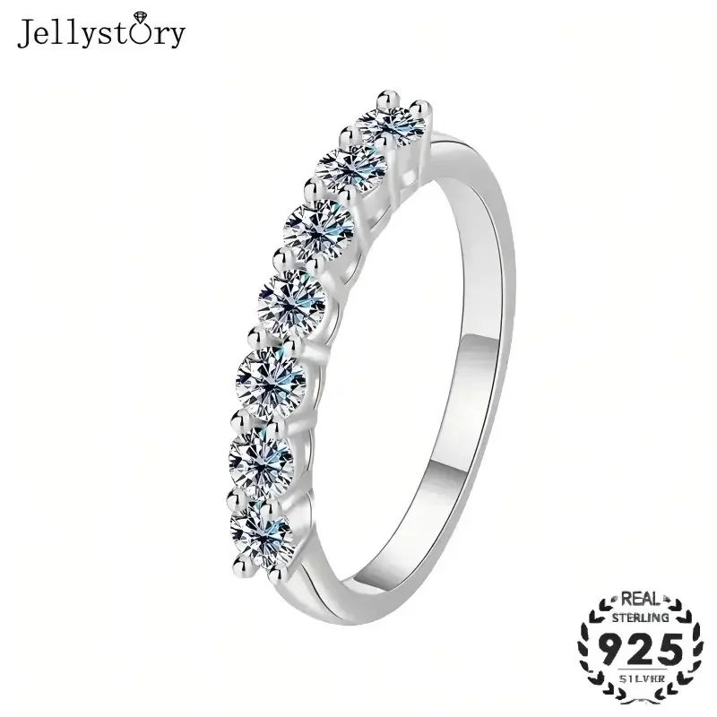 D Color Moissanite S925 Silver Ring For Women Princess Stackable Ring Fashion Diamond Look Fine Jewelry Gift