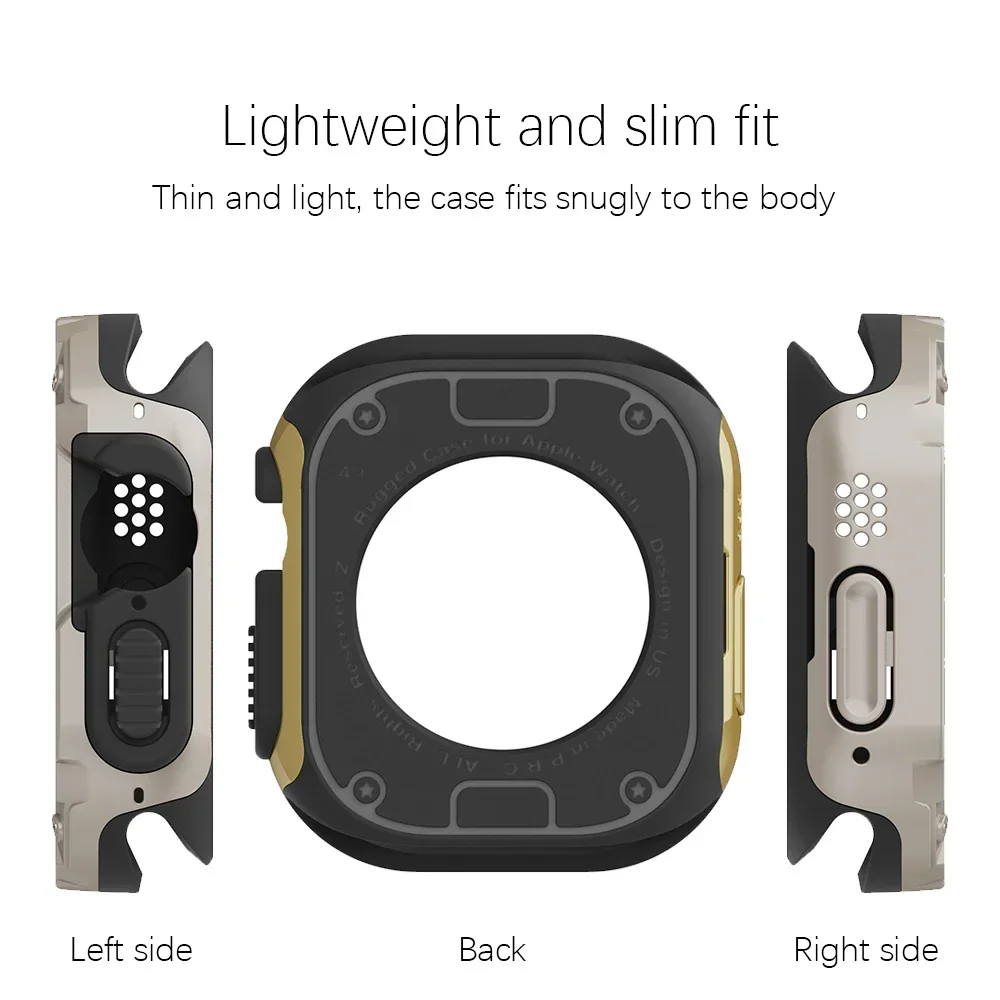2 in 1 Case for Apple Watch Series 10/9/8/7/SE/6/5/4 Ultra 46mm 42 45 40 44 49mm TPU + PC Shockproof Protector Bumper for iwatch