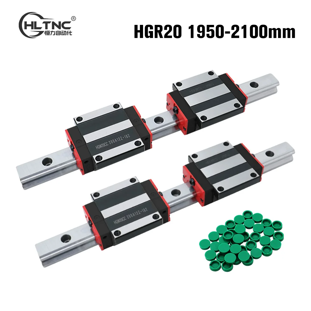 HGR20 HGH20 Square Linear Guides Rail 1950mm 2000mm 2050mm 2100mm+4pc Slide Block Carriages bearing HGH20CA CNC Router Engraving