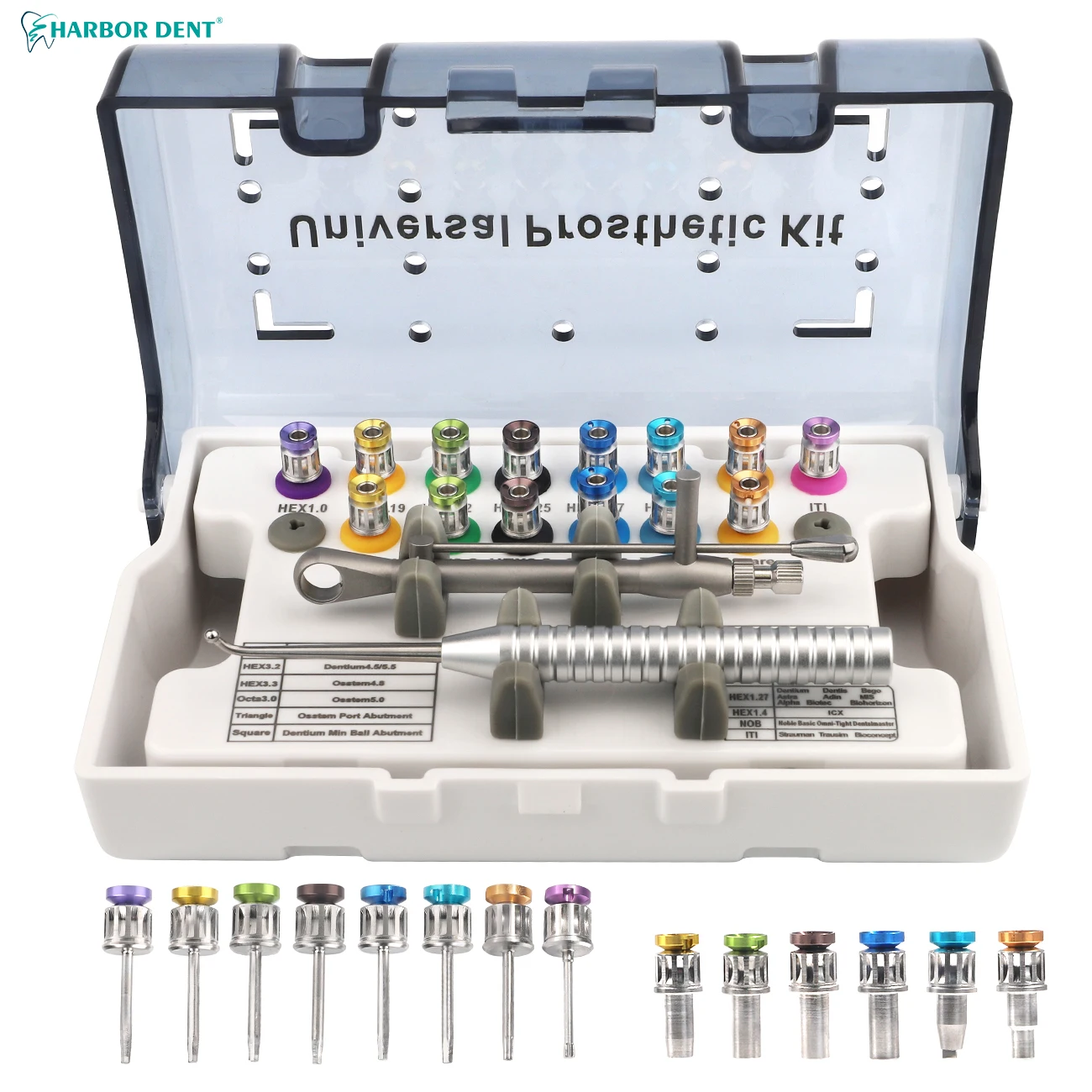 Dental Universal Restoration Tools kit Colorful Implant Screwdriver Torque Wrench Ratchet 10-70NCM with 14Pcs Screw Drivers