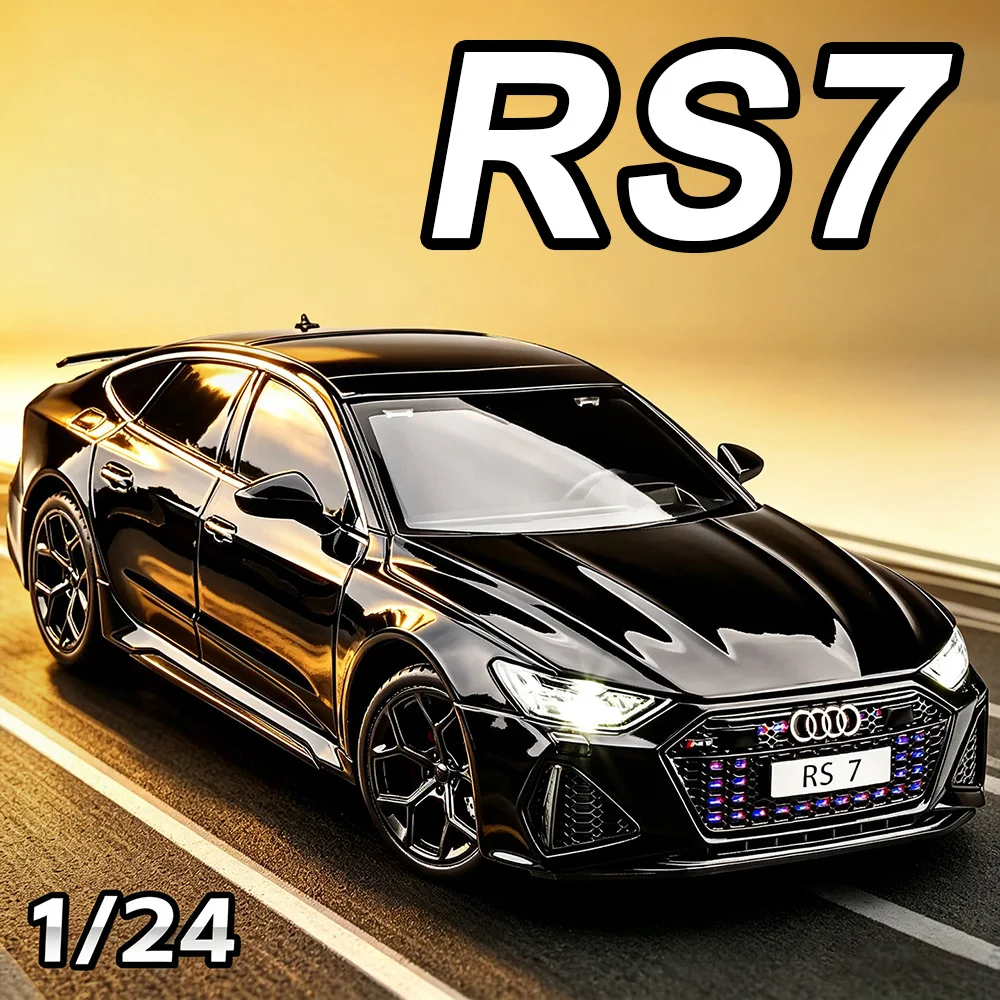 

Модель автомобиля 1:24 RS7 A6L, литая под давлением, из сплава, с амортизацией, звуком и светом, откатывающаяся, с открывающимися дверями, миниатюрная машинка, подарок для парня