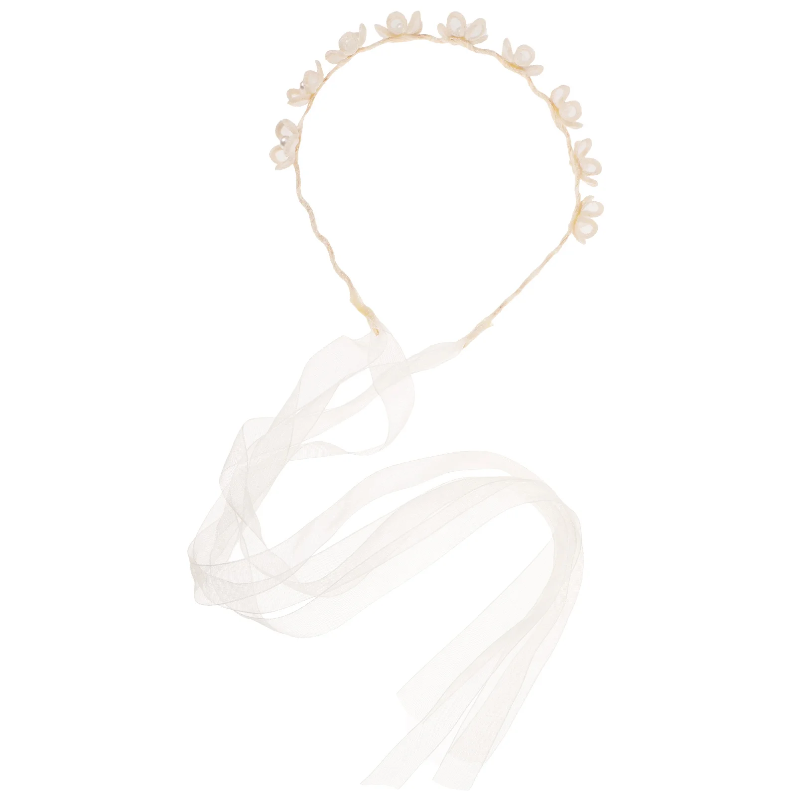 

Lace Headband Ribbon Hairband Milk Tea Color Women Teens Imitation Pearls Fabric Soft Comfortable Durable Stylish Versatile