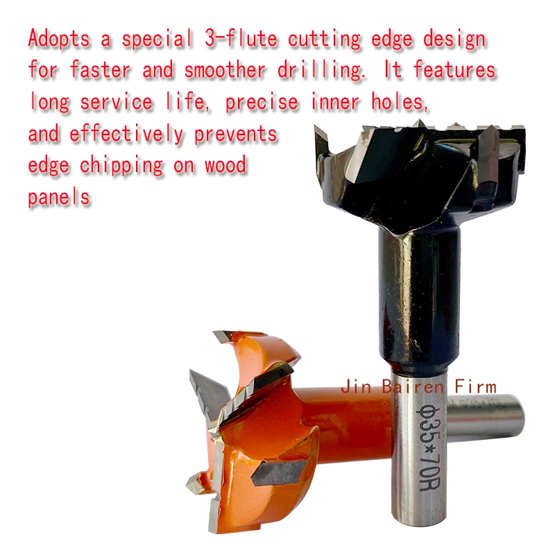 Carbide Hinge Boring Bit, 3Flute Split Wood Drill Bit, Fast Chip Removal, No Chipping, Sharp Cutting Edge