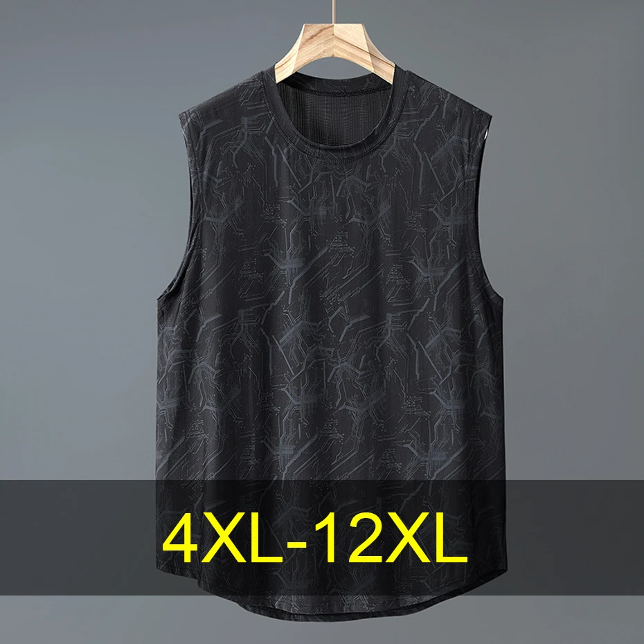 

Summer Quick Drying Vest Men Breathable Cool Tank Tops Plus Size Fashion Casual Stretch Vest Male Big Size 10XL 12XL