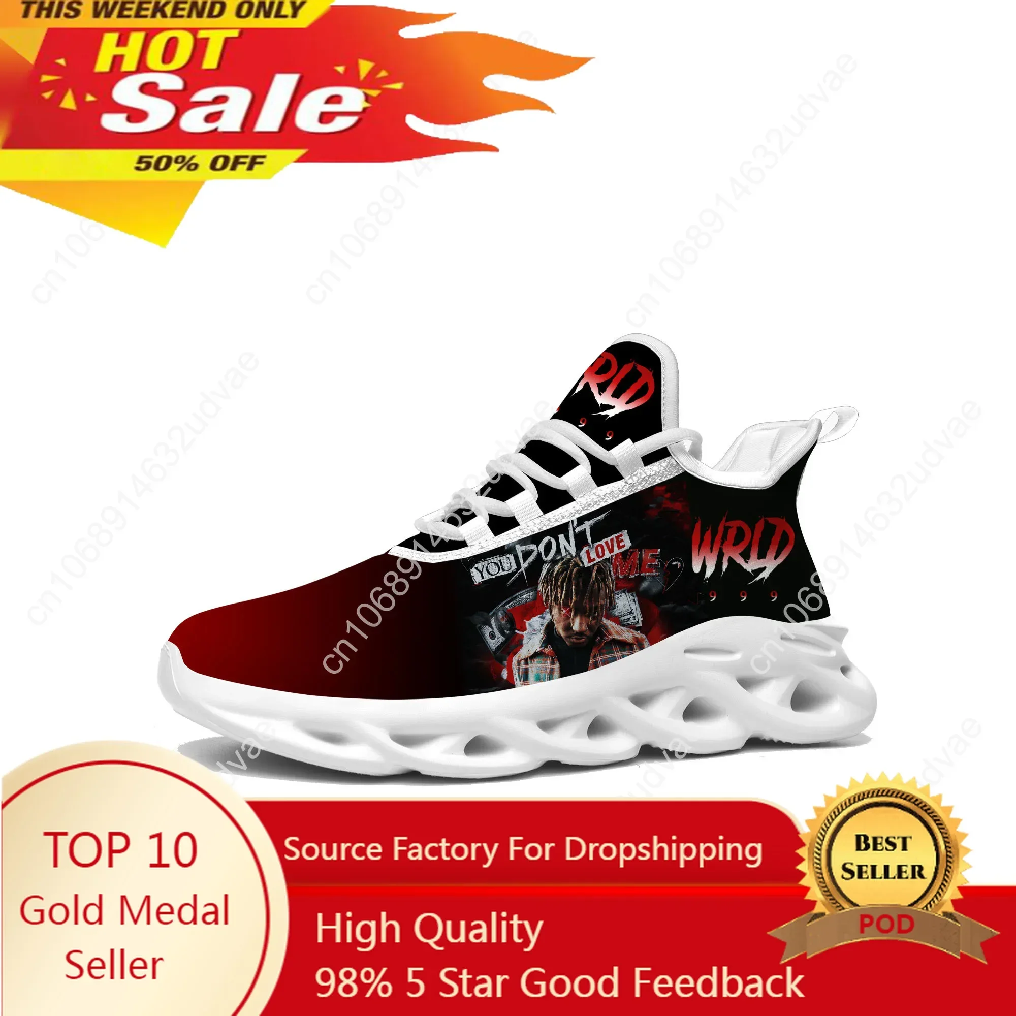 Juice Wrld 999 Hip Hop Rapper Flats Sneakers Mens Womens High Quality Sports Shoes Custom Made DIY Sneaker Customized Shoe