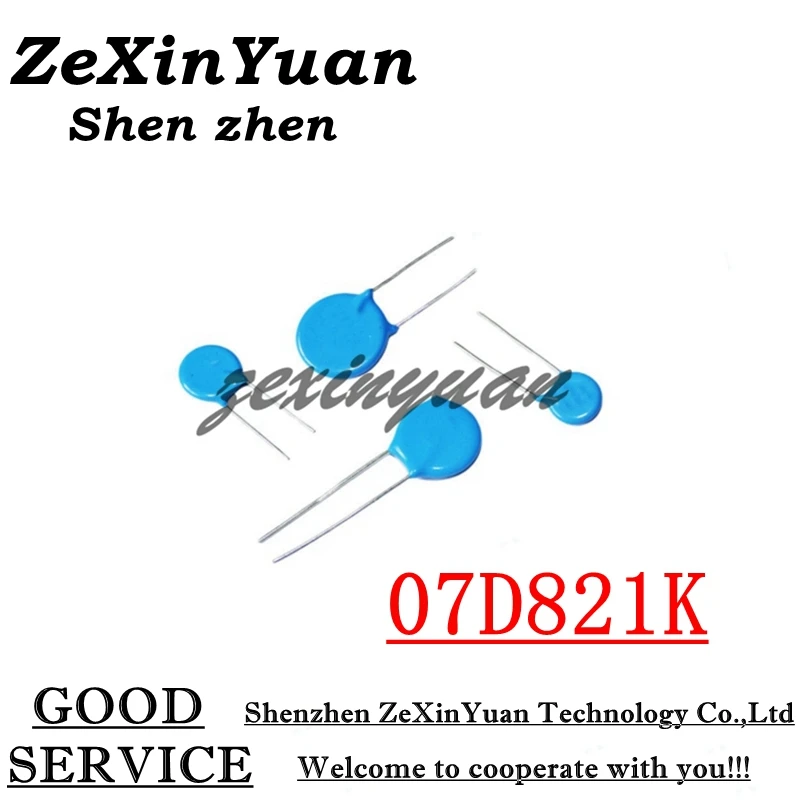 20ชิ้น/ล็อต07D821K 7D821K 820V 7มม.Varistor Piezoresistor