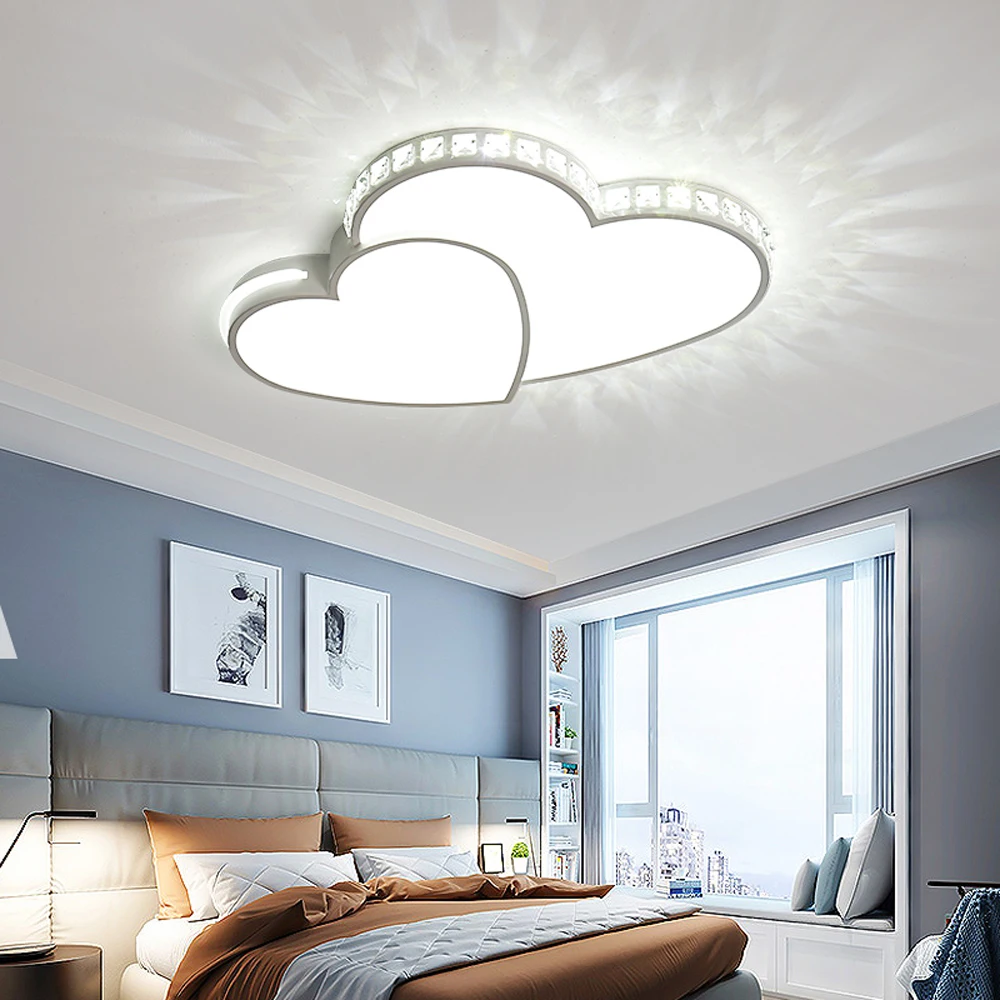 Modern Crystal Led Ceiling Light Flush Mount Lamp Fixture Heart Shaped LED Ceiling Light for Living Room Bedroom