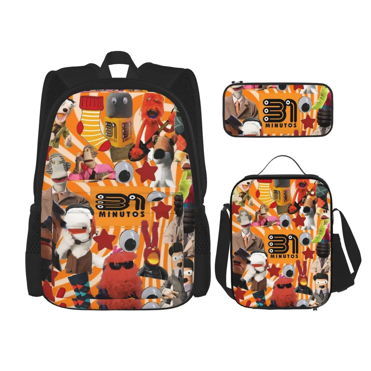 

3 шт./компл. 31 милото чилийский мультяшный рюкзак для школьников, холщовые сумки для средней школы, сумка для обеда, пенал