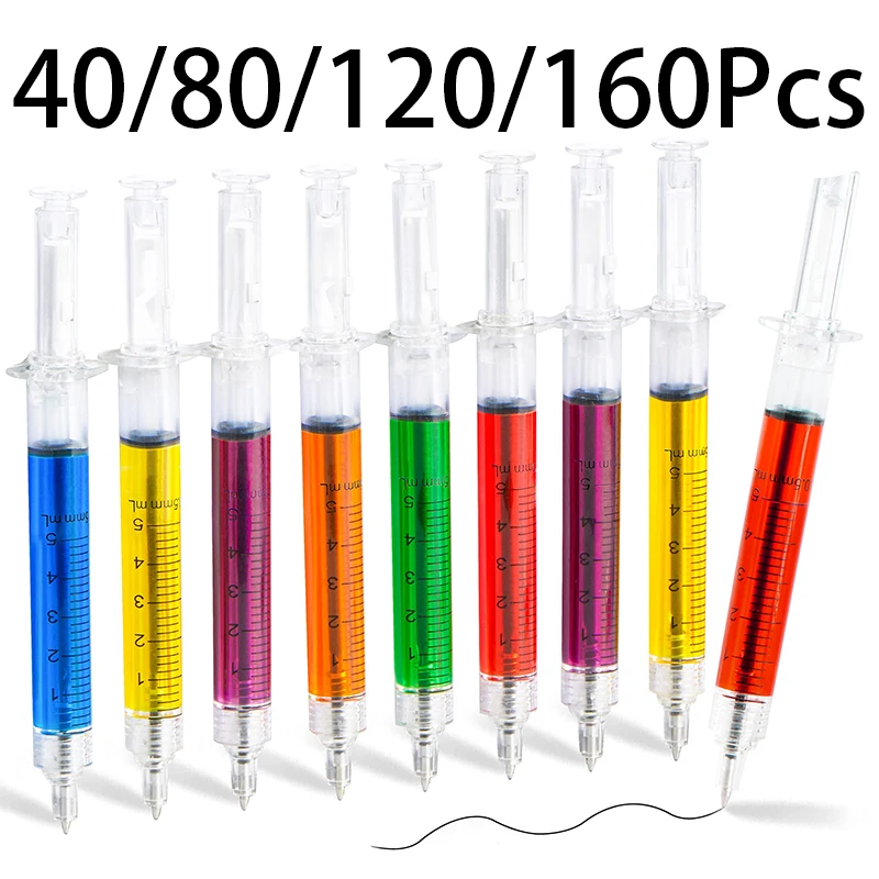 注射針付きシリンジ形状ペン,40〜160個,医師,看護師,学校,オフィス,病院用のボールペン