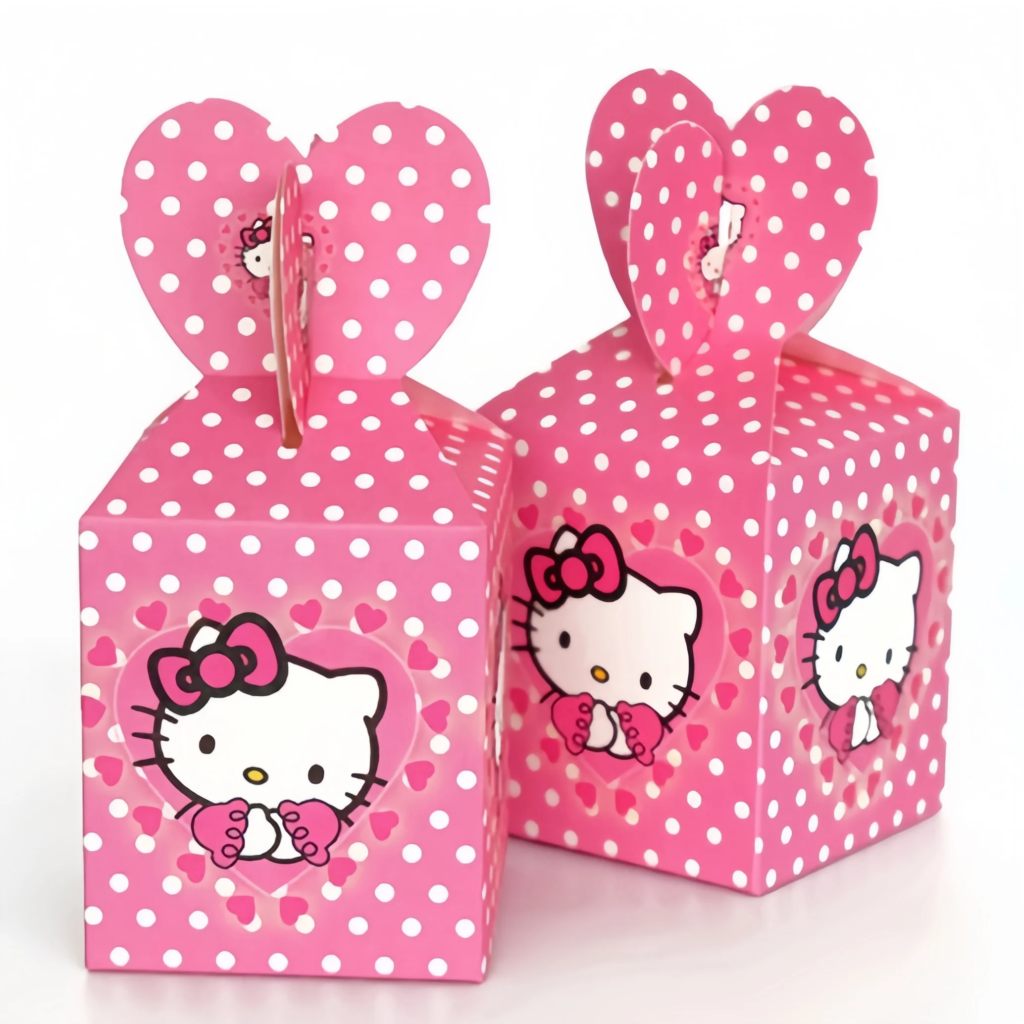 Caja de palomitas de Hello Kitty para decoración de fiesta de cumpleaños, caja de regalo de gato rosa, galletas, dulces de Chocolate, regalos para