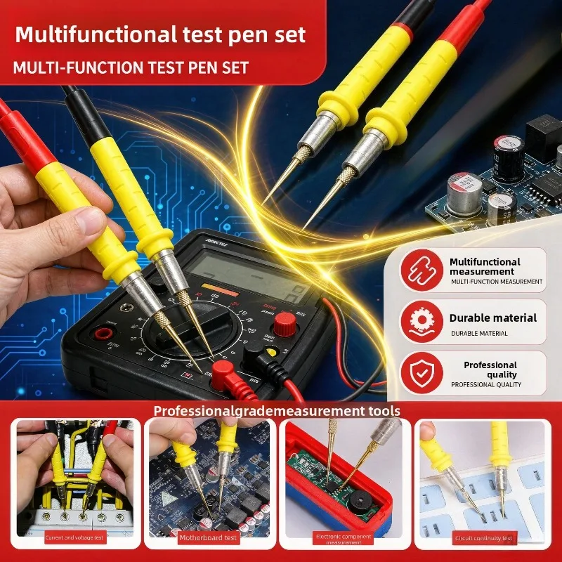 Silicone Multimeter Probe Test Leads Universal Needle Tip Multi Meter Tester Lead Probe Wire Pen Cable Anti Freezing Scalding