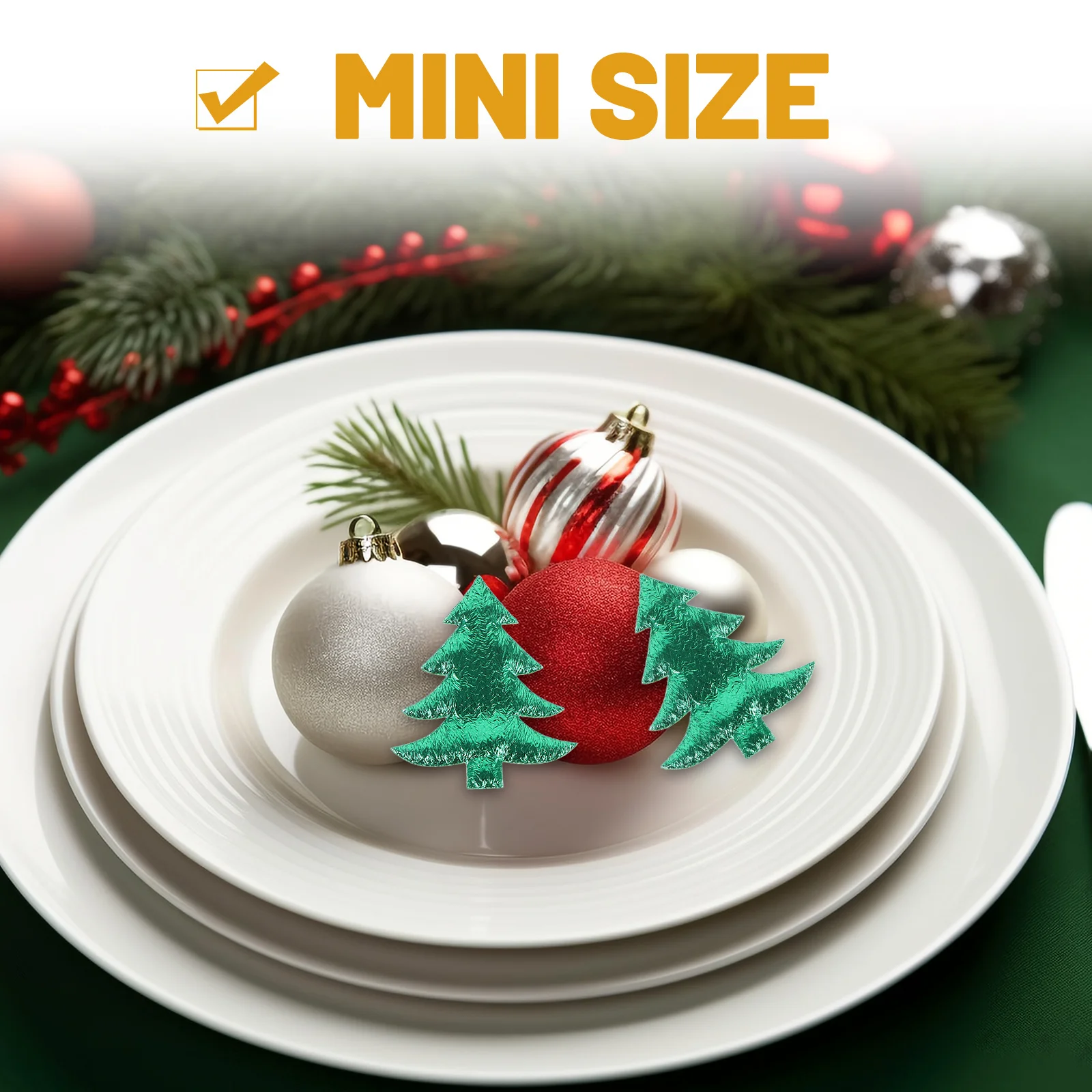 

100Pcs Mini Xmas Tree Ornaments Delicate Tiny Christmas Decorations Perfect for DIY Craft Making and Party Supplies