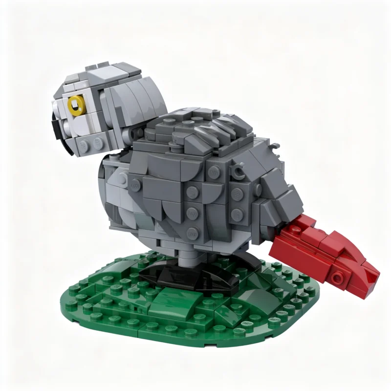 313pcs MOC African Grey Parrot Model Building Blocks Creative DIY Gift Display Decor Assemble Premium Adult Kids Desk Home Toy view 2