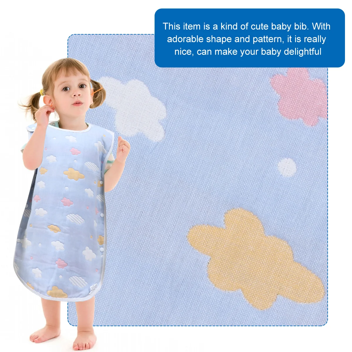 

1 шт. детский жилет, противоударный хлопковый марлевый нагрудник 40X60 см, мягкий впитывающий, приятный для кожи, двусторонний жаккардовый защитный нагрудник для новорожденных, теплый