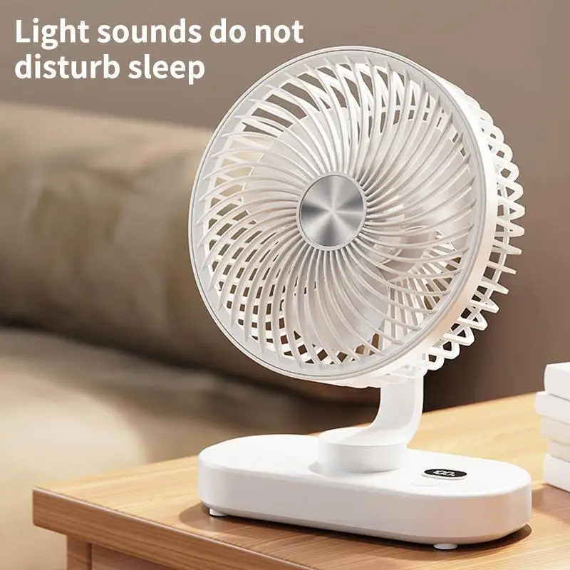 Type-c Rechargeable Desktop Fan 5 Speed Wall Mounted Fan LED Display Home Office Portable Fan 360° Adjust Adjustable Desk Fan