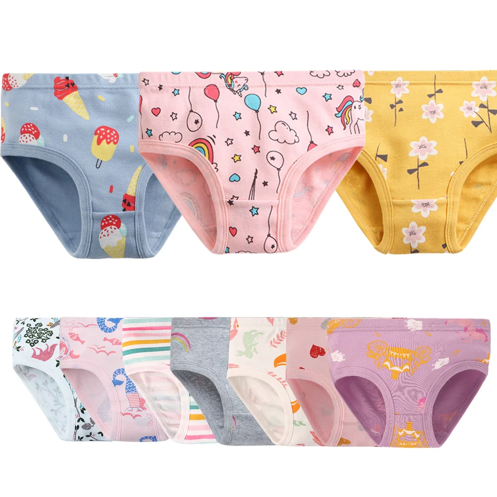 

3 Pieces/Lot Children's Girls Panties 100% Cotton Soft Pretty Cartoon Unicorn Print Underwear For Girls Undies Boxer Breathable