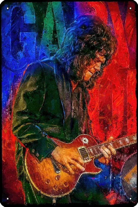 Gary Moore Tribute portrait art Poster Metal Tin Sign 12 X 8 Inch Funny Man Cave Home Office Bar Decor 1pc sign sign