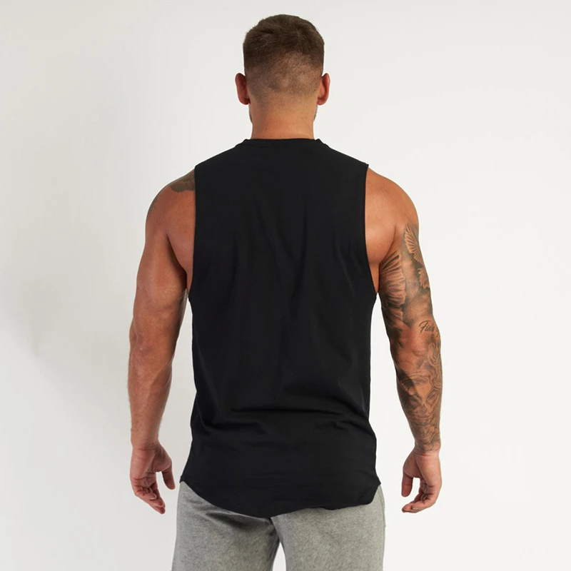 Cotton Fitness Clothing Mens Plain Sleeveless Shirt Gym Stringer Tank Top Blank Workout Shirt Muscle Tee Bodybuilding Vest