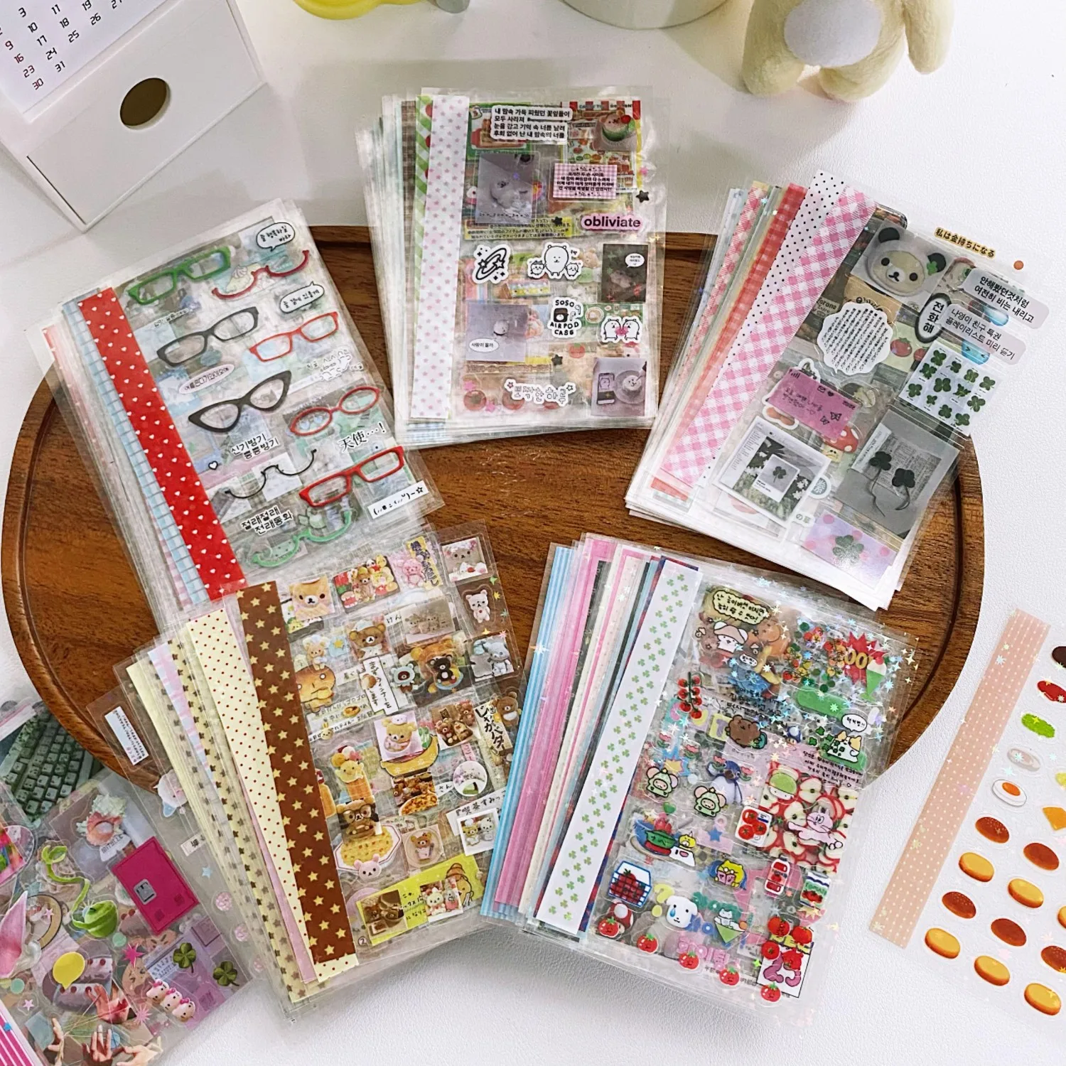 18 Sheets Japanese Kawaii Bear Food Theme Scrapbook Stickers 2-Sided Clear PET Phone Case Decor Supplies image 6
