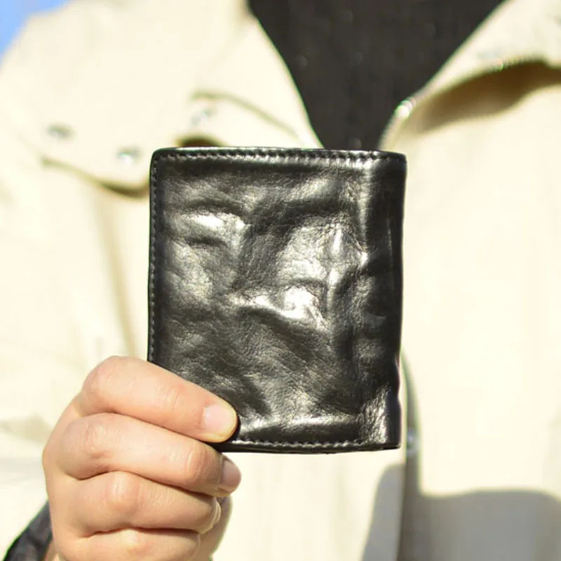 

AETOO Leather small wallet men's and women's short money clip layer cowhide purse vintage to do old zipper vertical