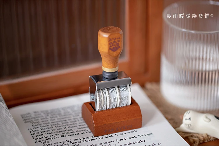 Chaoyu Retro Holz-Datumsstempel Einstellbarer Digitaler Rollstempel Kreatives Tagebuch DIY Check-In Dekoration – Detail 1