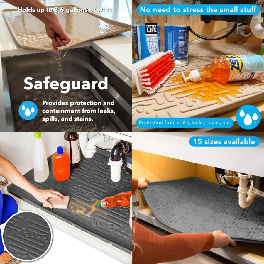 

Waterproof Undersink Mat Grey 22 36 inch Cabinet Base Liner for Kitchen and Laundry Cabinets Catches Leaks Prevents Damage Flei