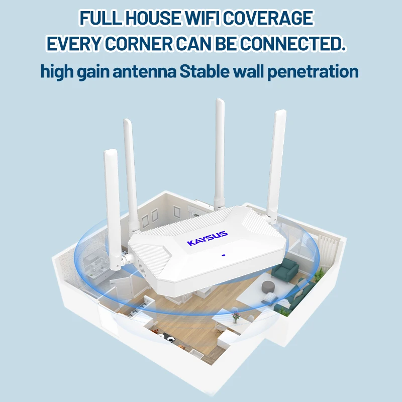 KS-WR1200 High-speed Dual-Band 1200M Wireless WiFi Router with 4 Antennas - Suitable for 5G Network Router in Homes