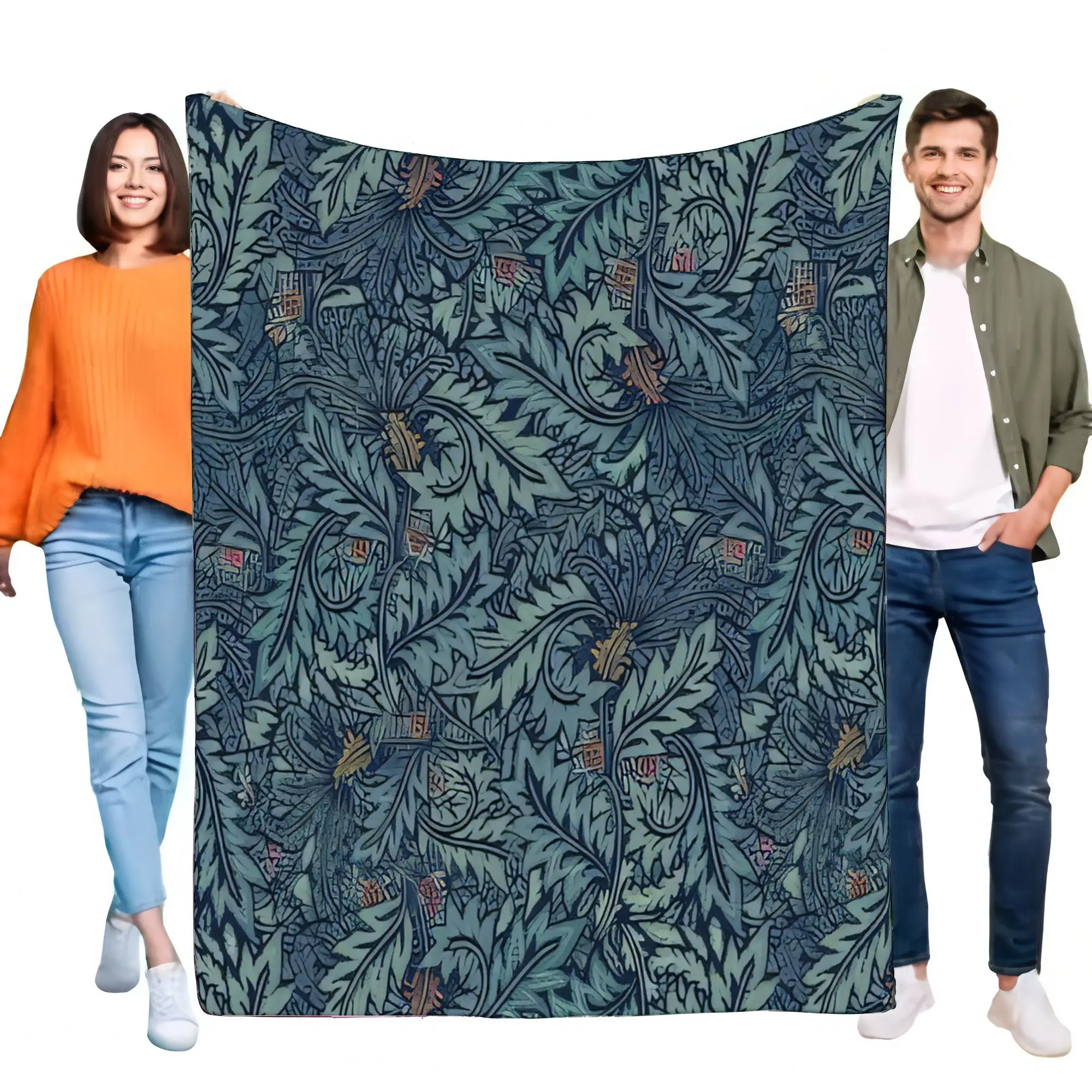 Vintage Leaf Pattern Throw Blanket Soft Cozy Home Decor Blanket Ideal Gift for All Occasions Perfect for Sofa or Bed Usage