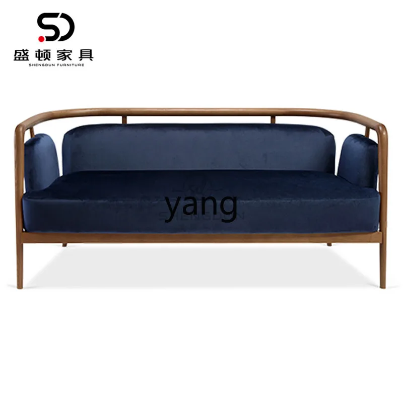 Yjq New Chinese Style Solid Wood Cloth Craft Sofa Simple Modern Sample Room Designer Casual Business Sofa