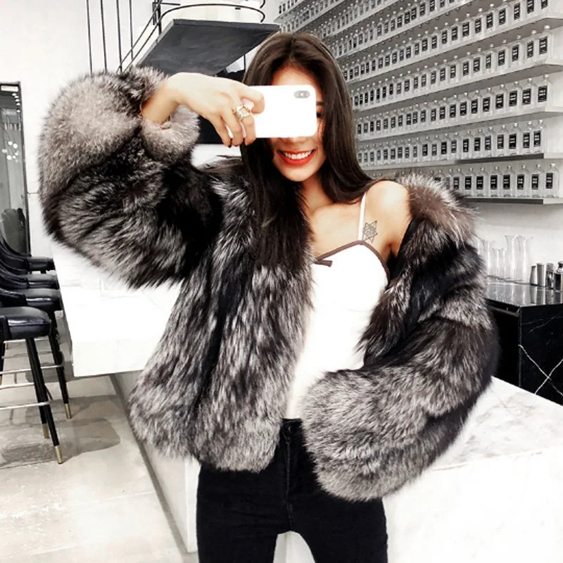 Luxury Chic Long Sleeve New 2023 Fur Coat Women Faux Fox Fur Coat Autumn Winter Thickened Warm Short Tops Fur Jacket