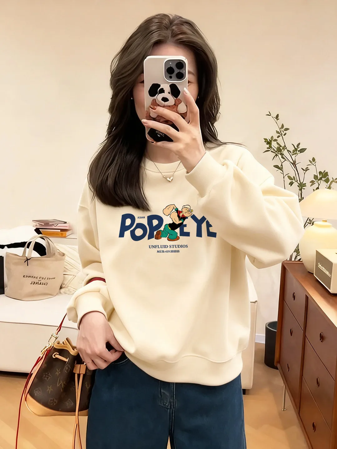 Sweat-shirt rond Ne pour femme, vêtement d'extérieur ample, doublé de Fce, couleur vin rouge, lettres imprimées, haut pour l'automne et l'hiver