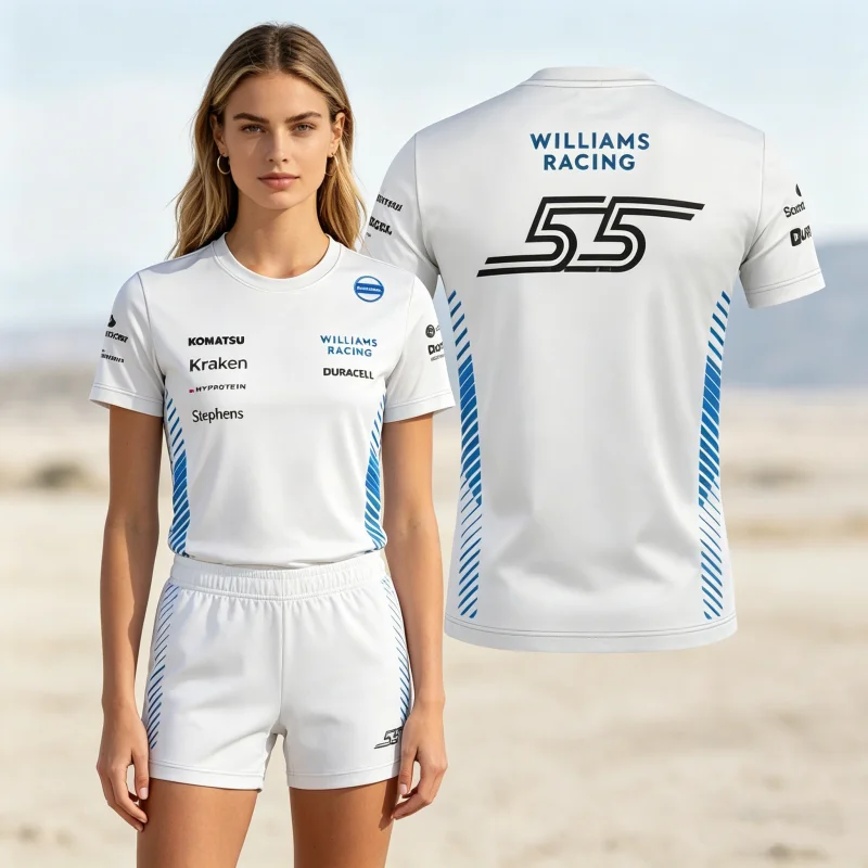 2026 Sommer Heißer 3D-Druck Racing Williams Fan-Shirt Outdoor Sport Atmungsaktives Freizeit Schnelltrocknendes T-Shirt Familien- und Kinder-Tees – Detail 1