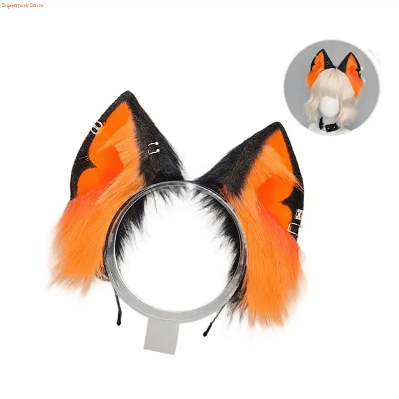 Q5WE Lông Sói Băng Đô Quấn Tóc Chống Trượt Có Thể Uốn Cong Cosplay Subcultural Fursuit Hairhoop