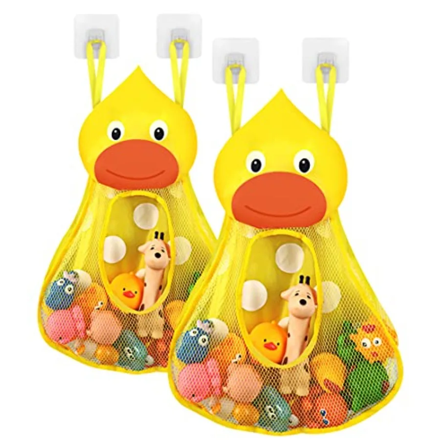 

Bath Toy Organizer Holder with Adhesive Sticker Hooks for Bathroom Storage Durable Waterproof Net Storage Solution for ' Toys i