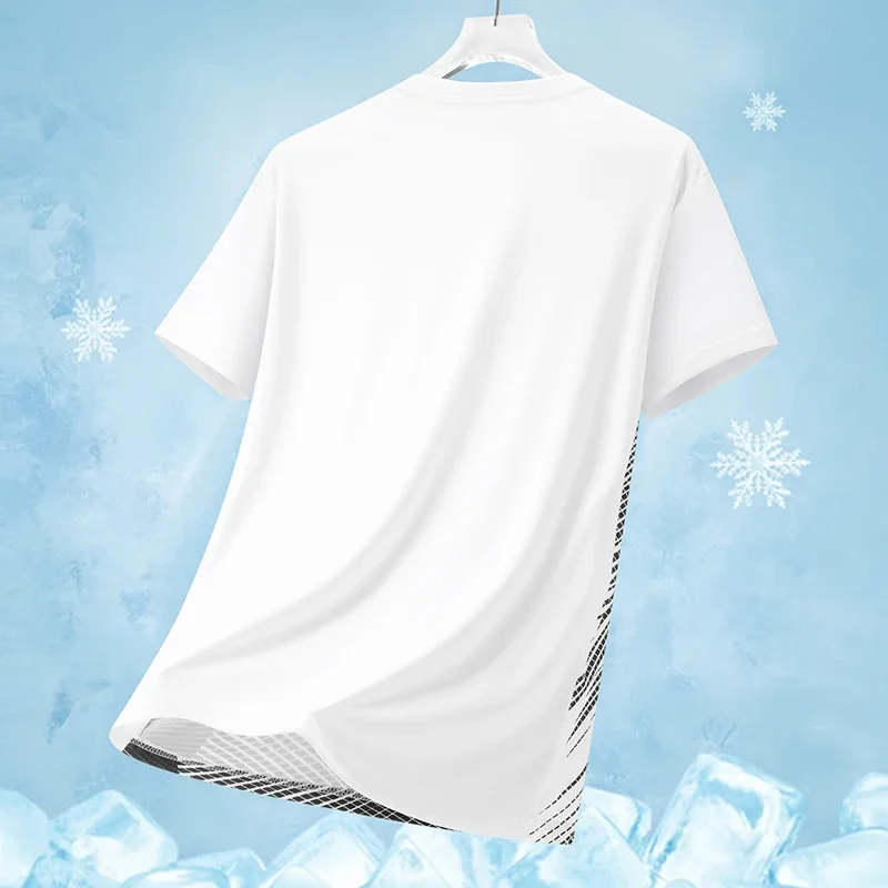 LIBIELIY Men's Summer Thin Short Sleeve T-Shirt Casual Loose Striped Top Fashionable Running Sportswear Breathable Shirt For Out