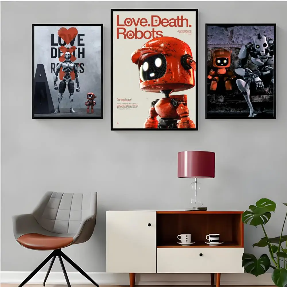 18+ كارتون L-Love Death RobotsS ملصق لغرفة المعيشة وغرفة النوم والبار جدار الفن يطبع ورقة ملصق الديكور الهدايا