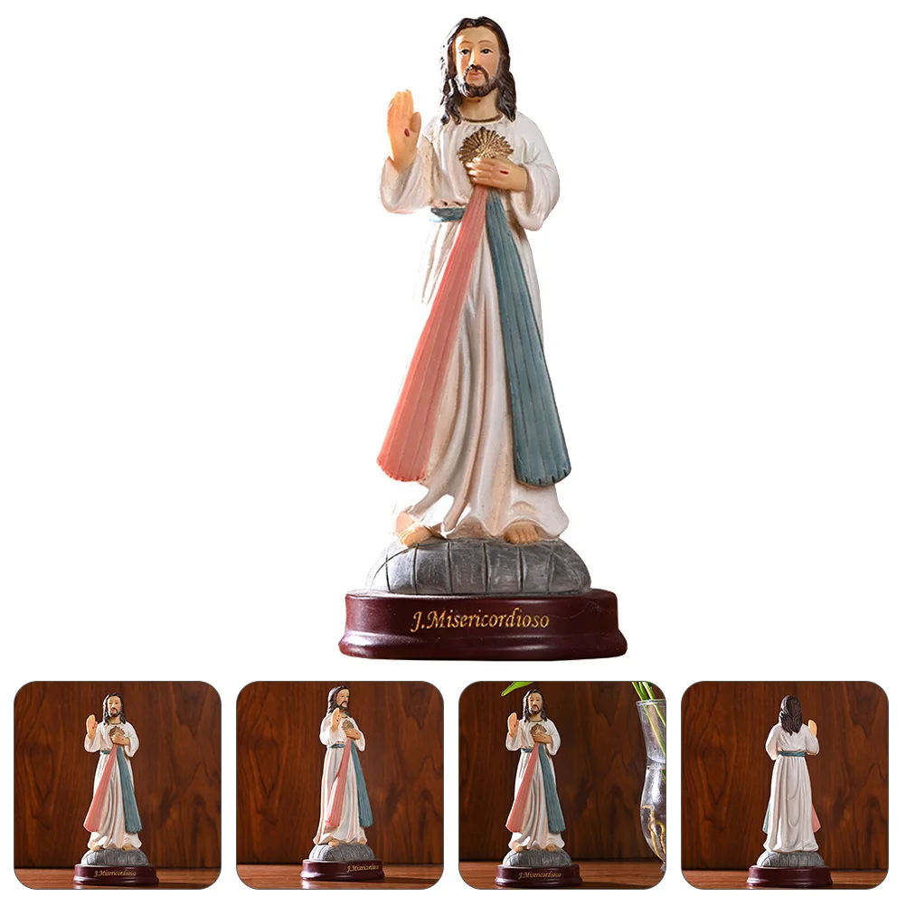 

1Pcs Jesus Priest Statue Resin Craft Ornament for Home Decoration Creative Religious Art Desktop Decorative Accessory