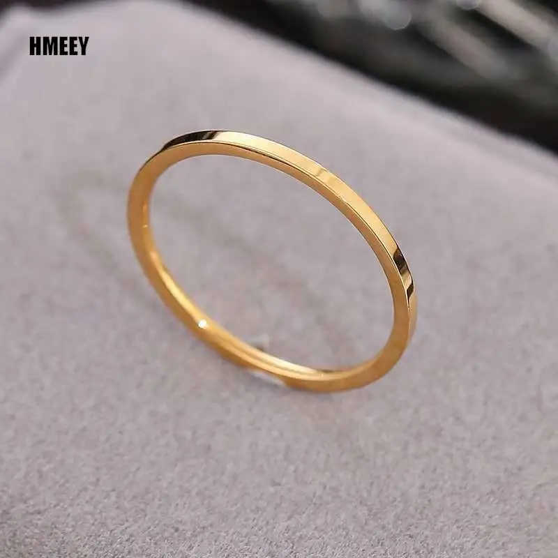 HMEEY 1MM Cienki pierścionek ze stali tytanowej w kolorze srebrnym Prosty modny pierścionek na palec w kolorze różowego złota dla kobiet i mężczyzn prezenty męskie — zdjęcie 4