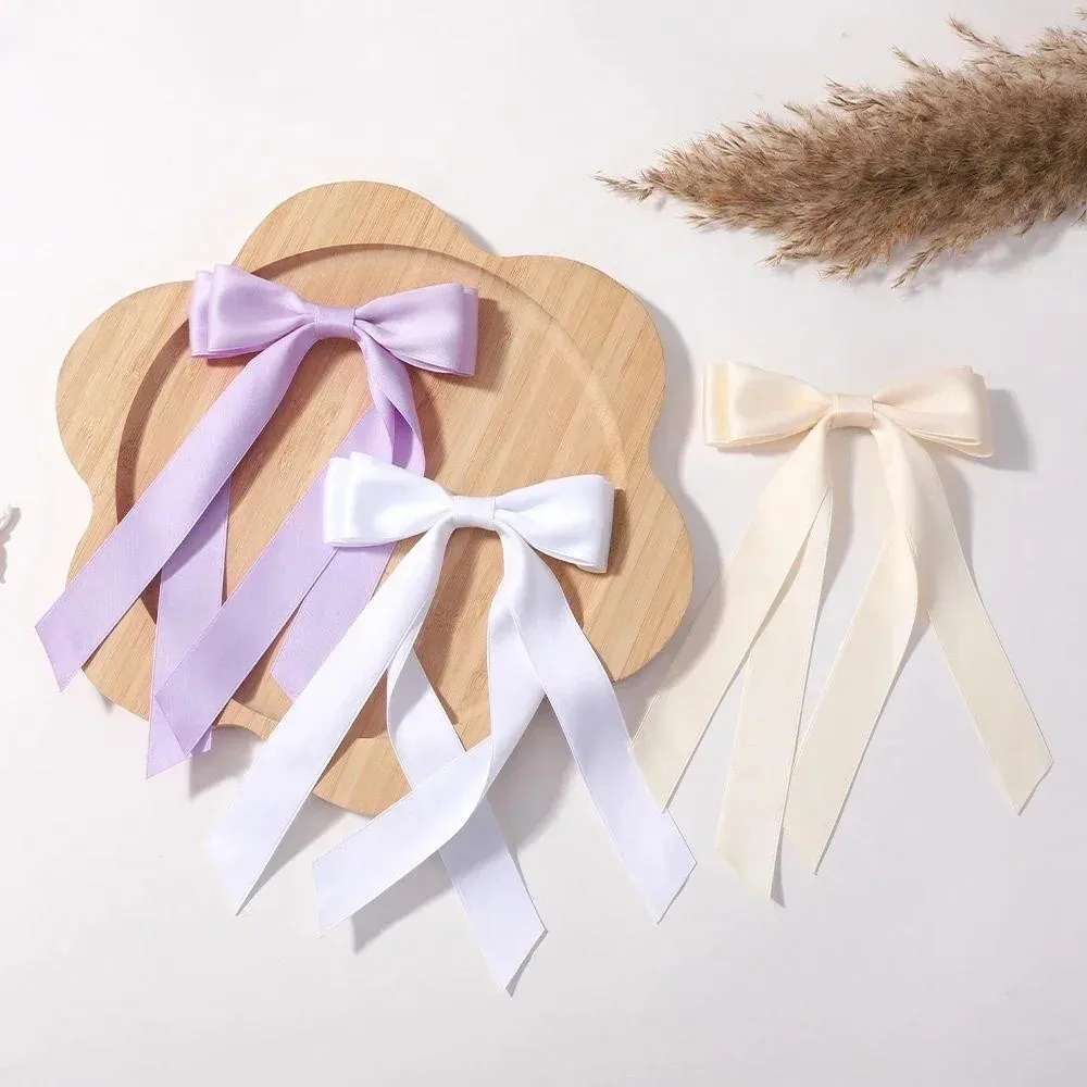 Random Color 10pcs Long Ribbon Hair Clip Tied Hair Headwear Ballet Fashion Girl Bowknot Women Hairgripes Hair Accessorie - view 3