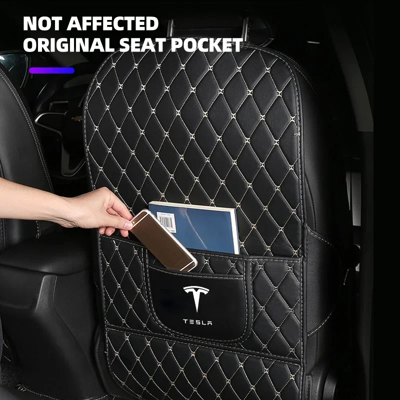 For Tesla Model X Model S Car Seat Backrest Protective Mat Wear-resistant Anti-Kick Pad Auto Interior Accessories 2022-2023