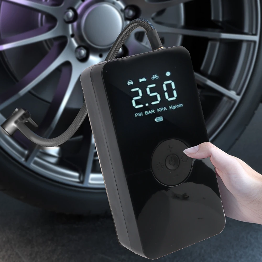 Portable Tire Pressure Gauge Air Pump Digital Wireless LCD Display 150PSI 120W With LED Light Air Compressor Tire Inflator