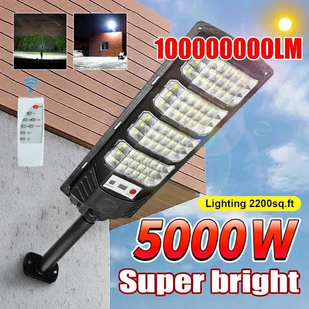 100000000LM 5000W Solar LED Outdoor Lighting Motion Sensor Super Bright Lamp Waterproof Solar Light Garden Street Patio Yard