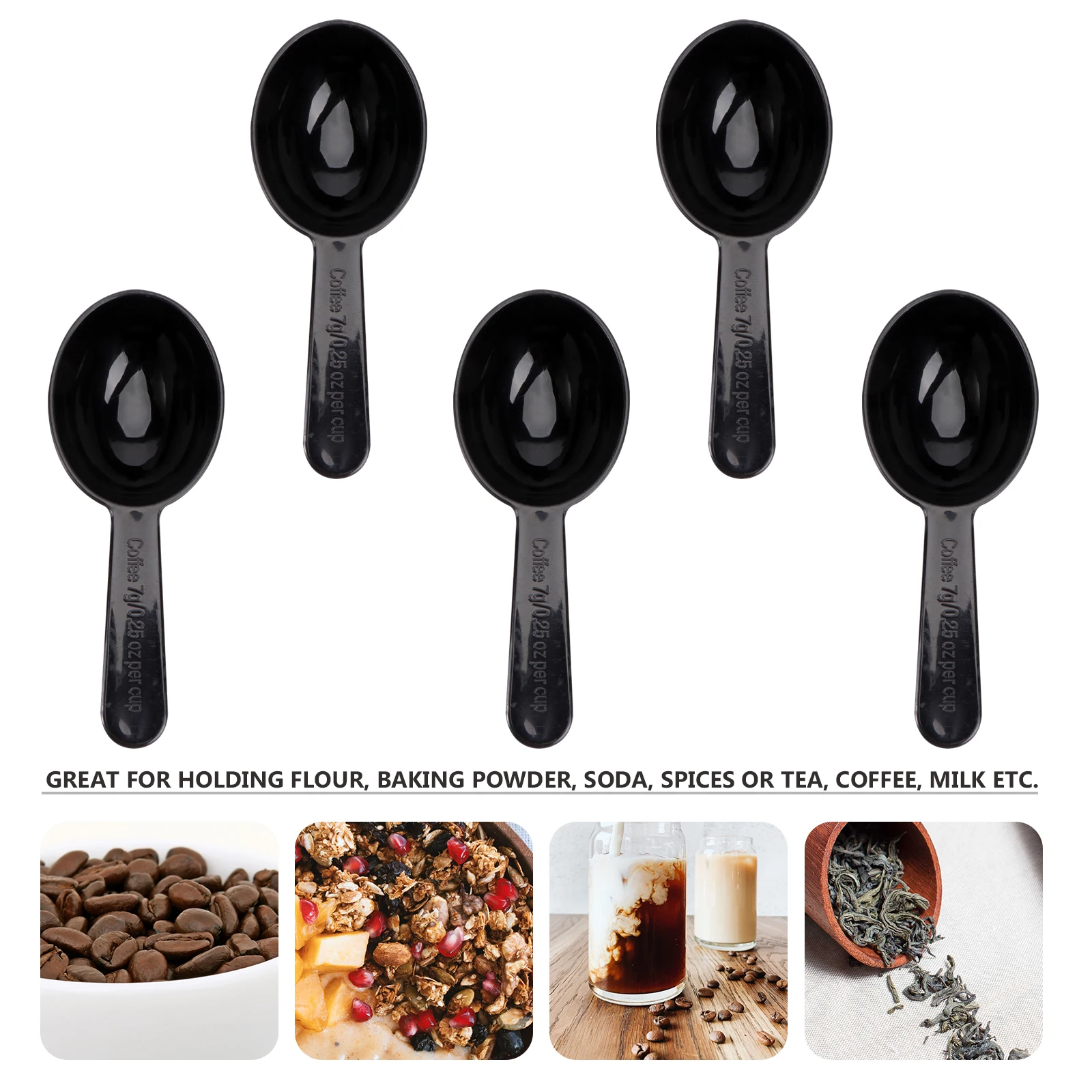 

5 pcs Pp Plastic Coffee Bean Measuring Spoons 7G 0.25Oz Thickened Lightweight Kitchen Cooking Tool For Tea Coffee Milk