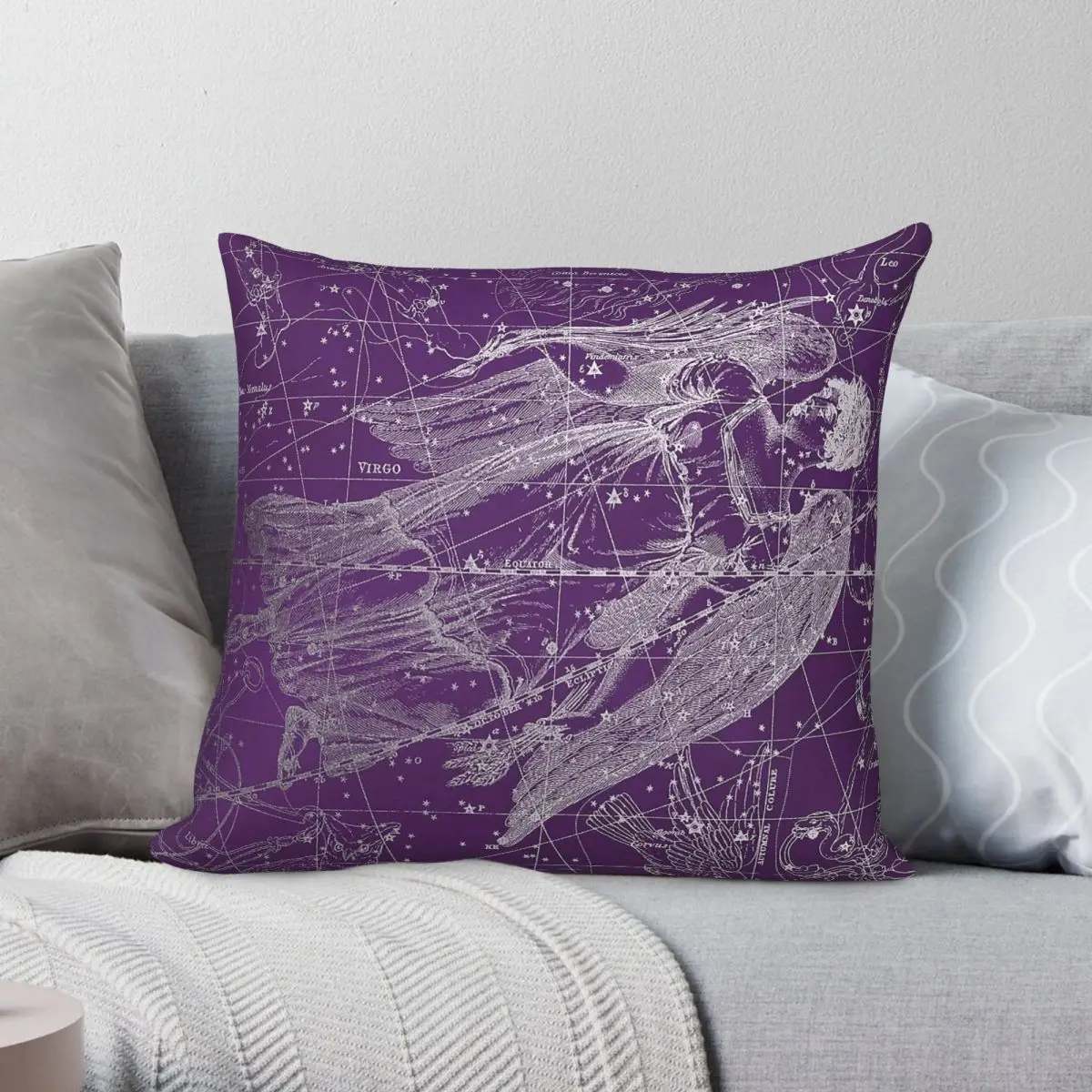 Funda de almohada cuadrada con diseño de constelación de Virgo, poliéster, lino, terciopelo, estampado con cremallera, funda decorativa para cojín de cama, 18 pulgadas