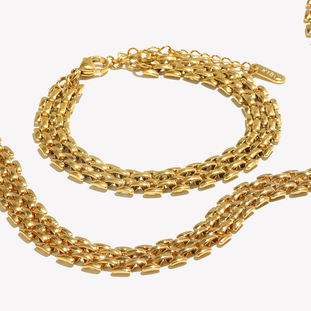 E.B.belle New Watch Strap Chain Bracelet Necklace 18K Gold Plated Jewelry 316L Stainless Steel Bracelet for Women Accessories