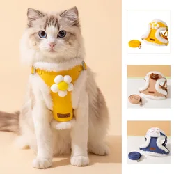Adjustable Pet Harness Cat Winter Vest Puppy Vest for Small Medium Dog Outdoor Walking Leash Cute Pet Collar Pet Accessories