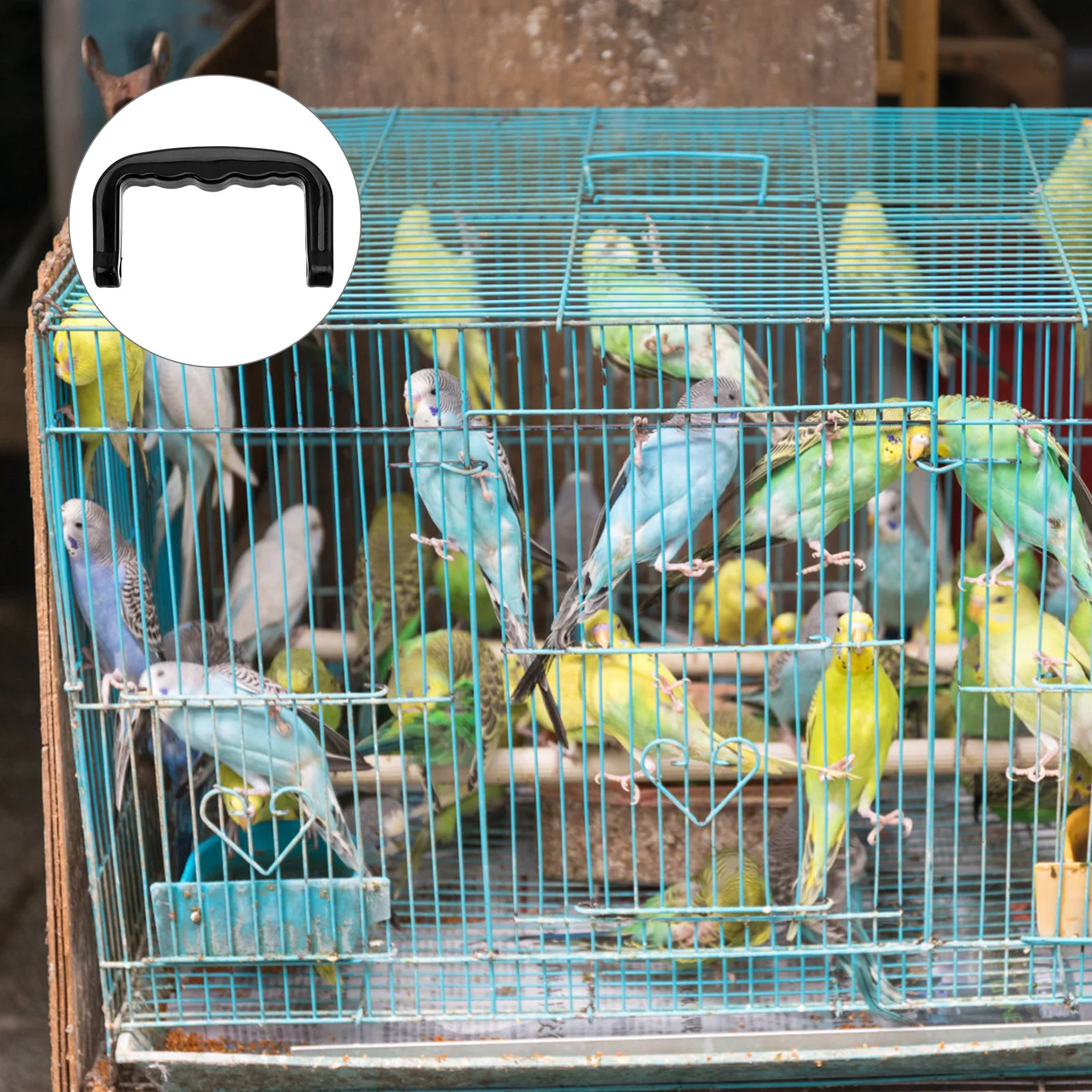 

6pcs Detachable Pet Handle Black Thickened Plastic Bird Cage Accessory Hamster Cage Supplies Outdoor Lifting Tool